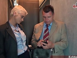 German Big Tits Blonde Assistant Get Anal Invasion Fuck In Lift