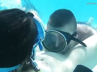 Sweet Chesty Nymphomaniac Candy Gets Her Smooth-shaven Fuckbox Munched Right Underwater