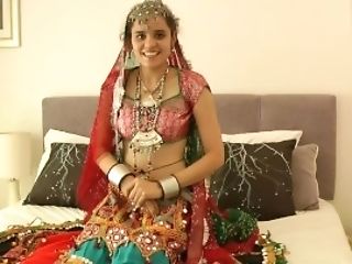 Charming Indian School Gal Jasmine In Gujarati Garba Sundress