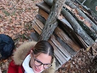 German Blonde Cougar At Forest Sexdate Point Of View