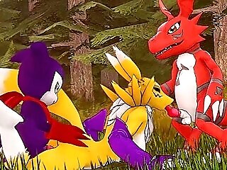 Renamon - Threesome With Guilmon And Impmon